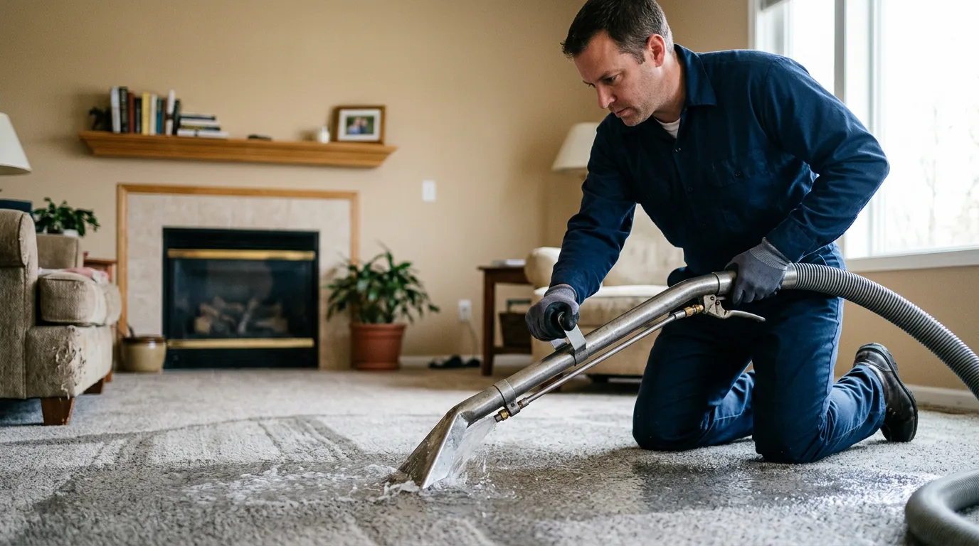 Water damage restoration technician working near Mountain Lakes, NJ